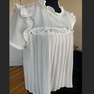 Maje Lamou Ruffled Pleated Tie-back Top
